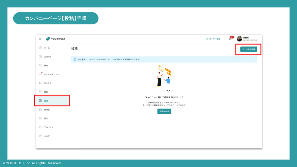 投稿一覧と新規投稿ボタン