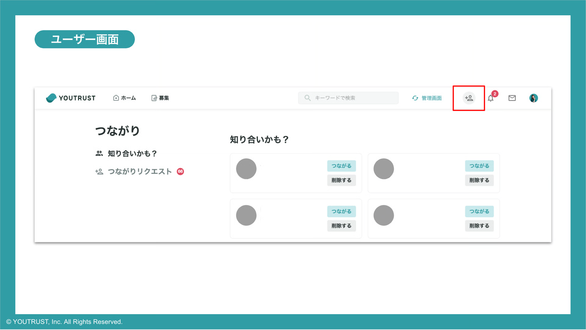 つながり候補「知り合いかも？」画面