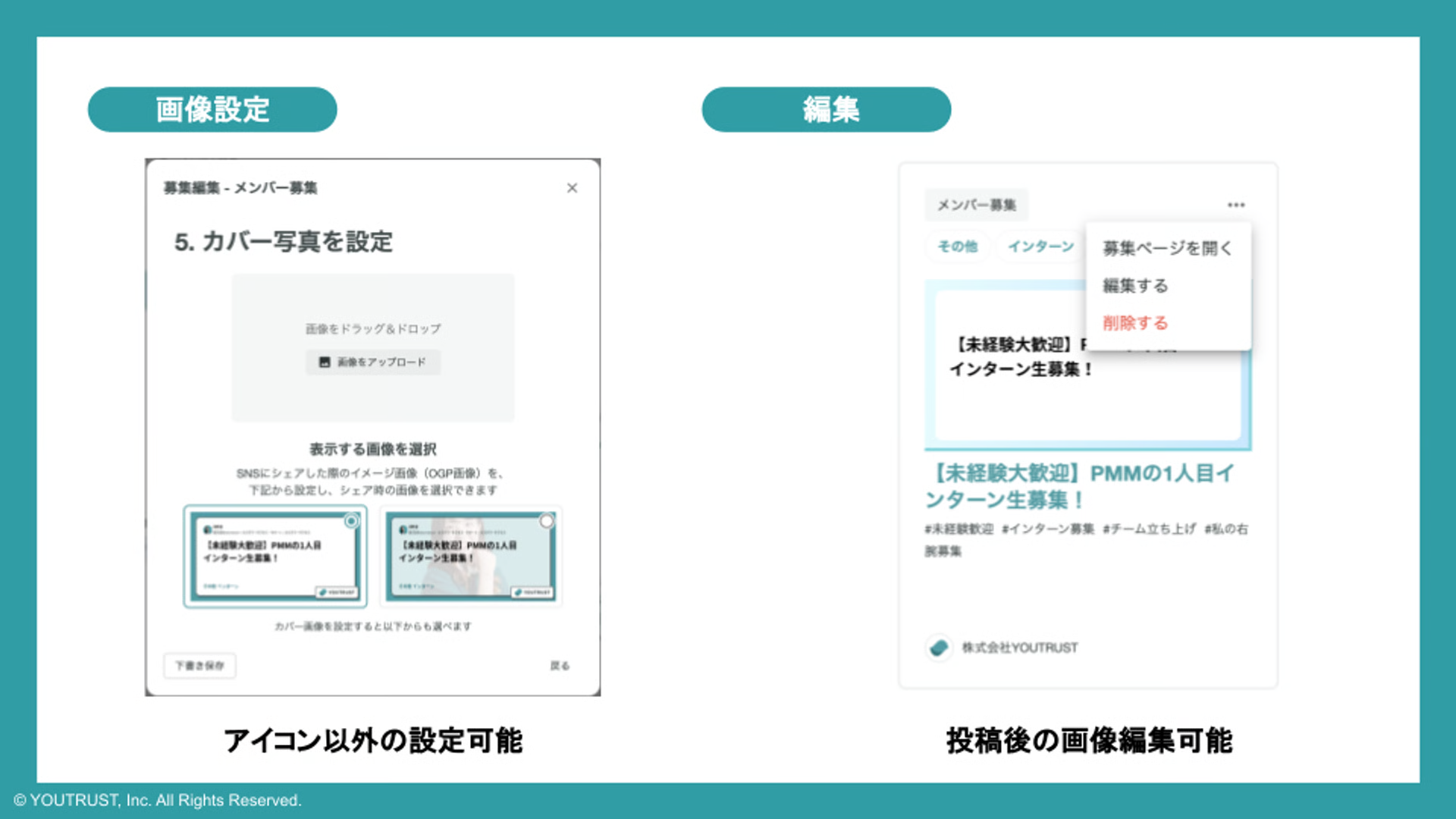投稿画像の設定と編集